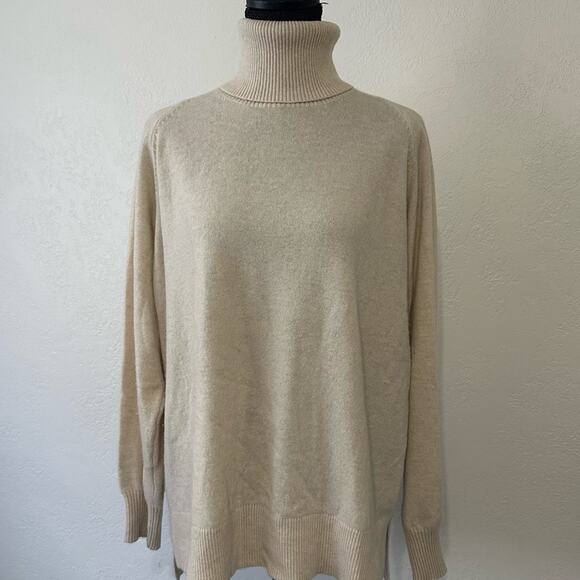 Rosetta Getty Mélange Cashmere Turtleneck size XS Sweater in Ecru Oversized - Picture 10 of 10